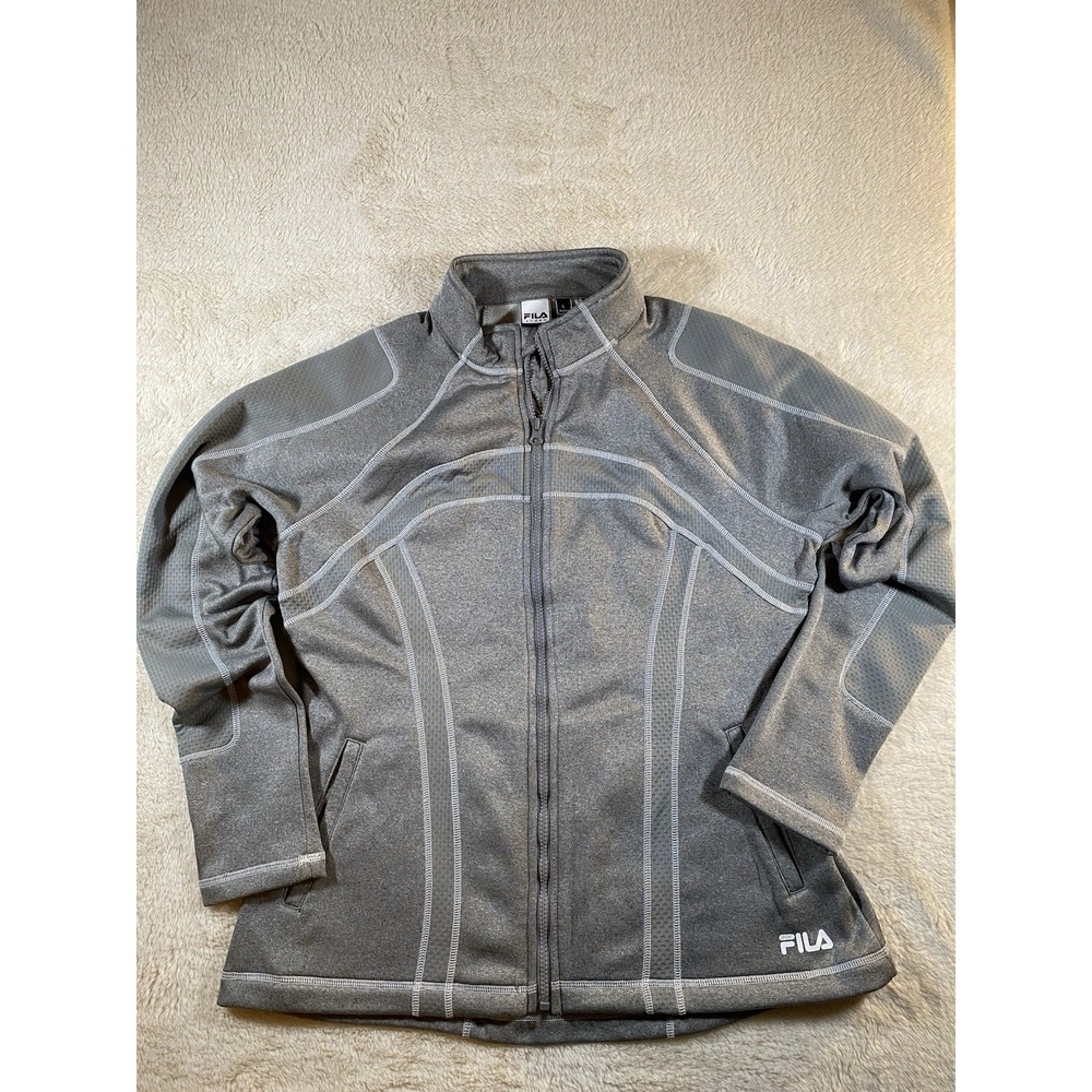 Fila Women's Large Gray Full Zip Sweatshirt Jacket Athletic Casual